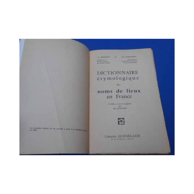 Dictionnaire étymologique des noms de lieux en France