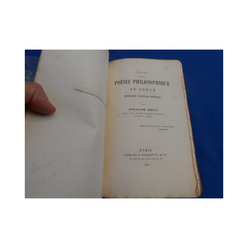 Essai sur la poésie philosophique en Grèce Xenophane Parménide...