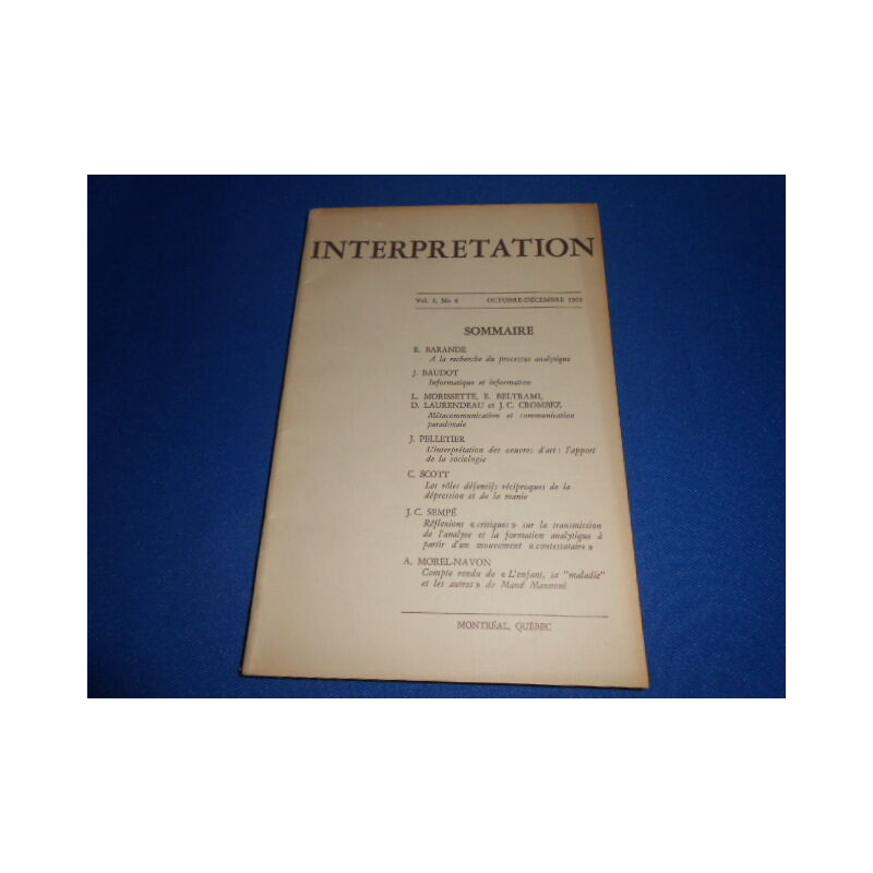 Revue : L'Interprétation Vol. 2 N°4